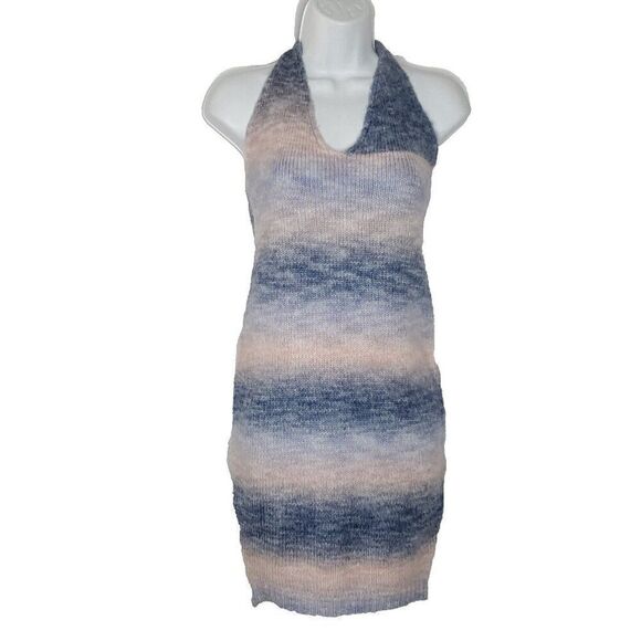 NEW Shareen Collections Halter Sweater Dress 6 Bodycon Blue Pink Ombre Soft Girl - Picture 1 of 6